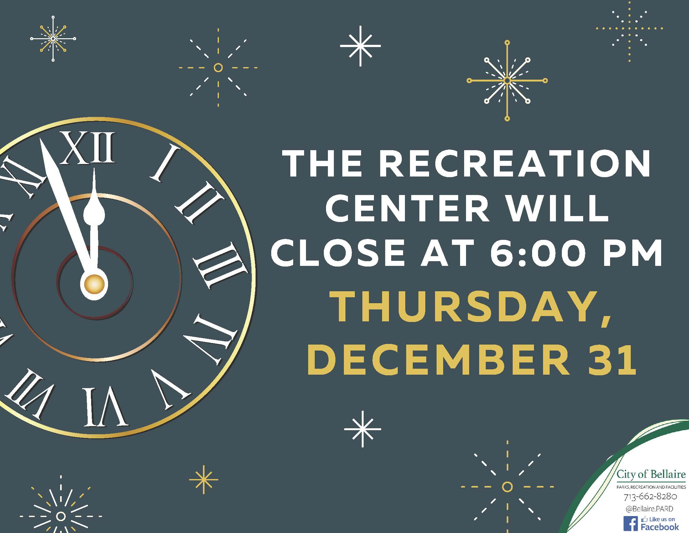 Recreation Center Closing at 6pm