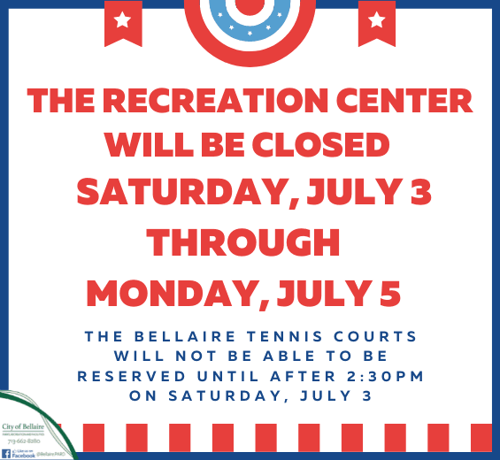 Rec Center Closed July 3-5 Newsflash