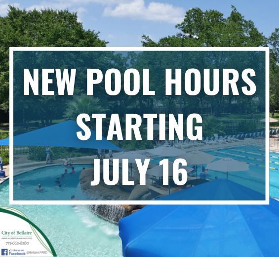 NEW POOL HOURS STARTING JULY 16