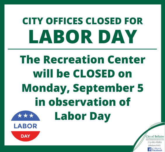 Rec Center Closed Labor Day
