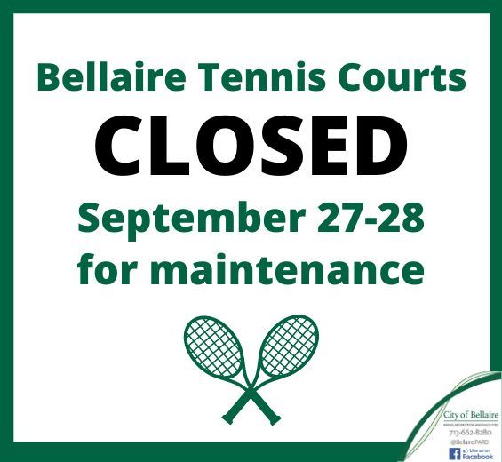 Newsflash - Tennis Courts Closed 9.27-9.28