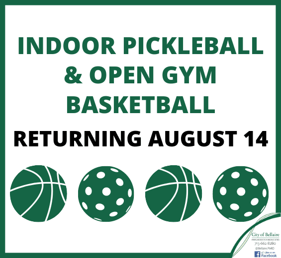 Pickleball and Open Gym Start Aug. 14