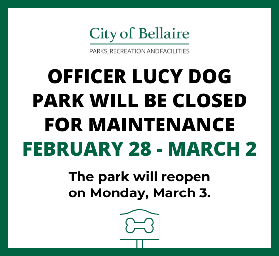 Dog Park Closed 2.28-3.2
