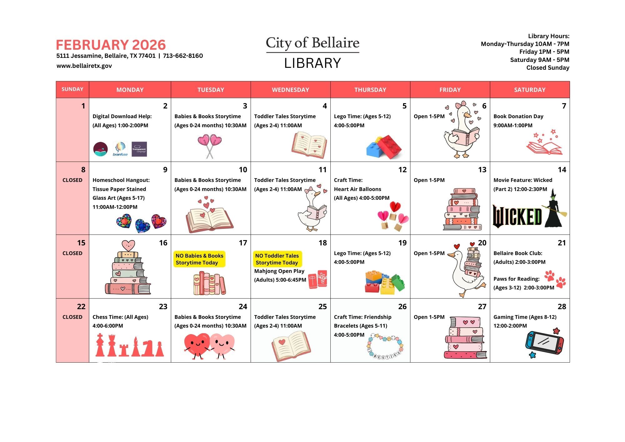 February 2026 Library Calendar
